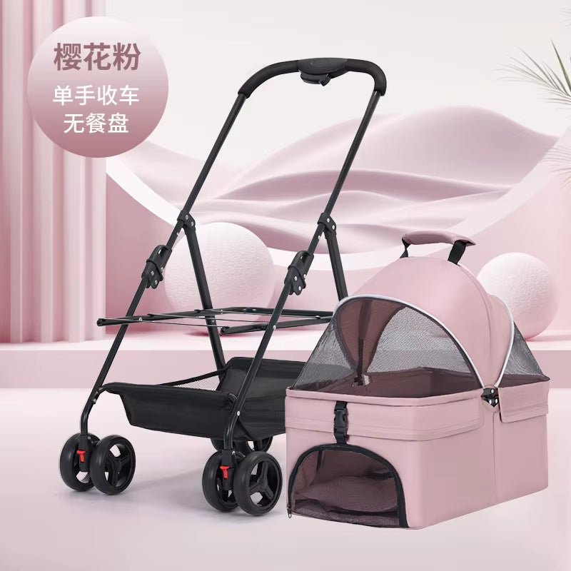 Lightweight Foldable Pet Cart for Small to Medium Dogs - Detachable Dog Walking Cart and Cat Carrier for Outings