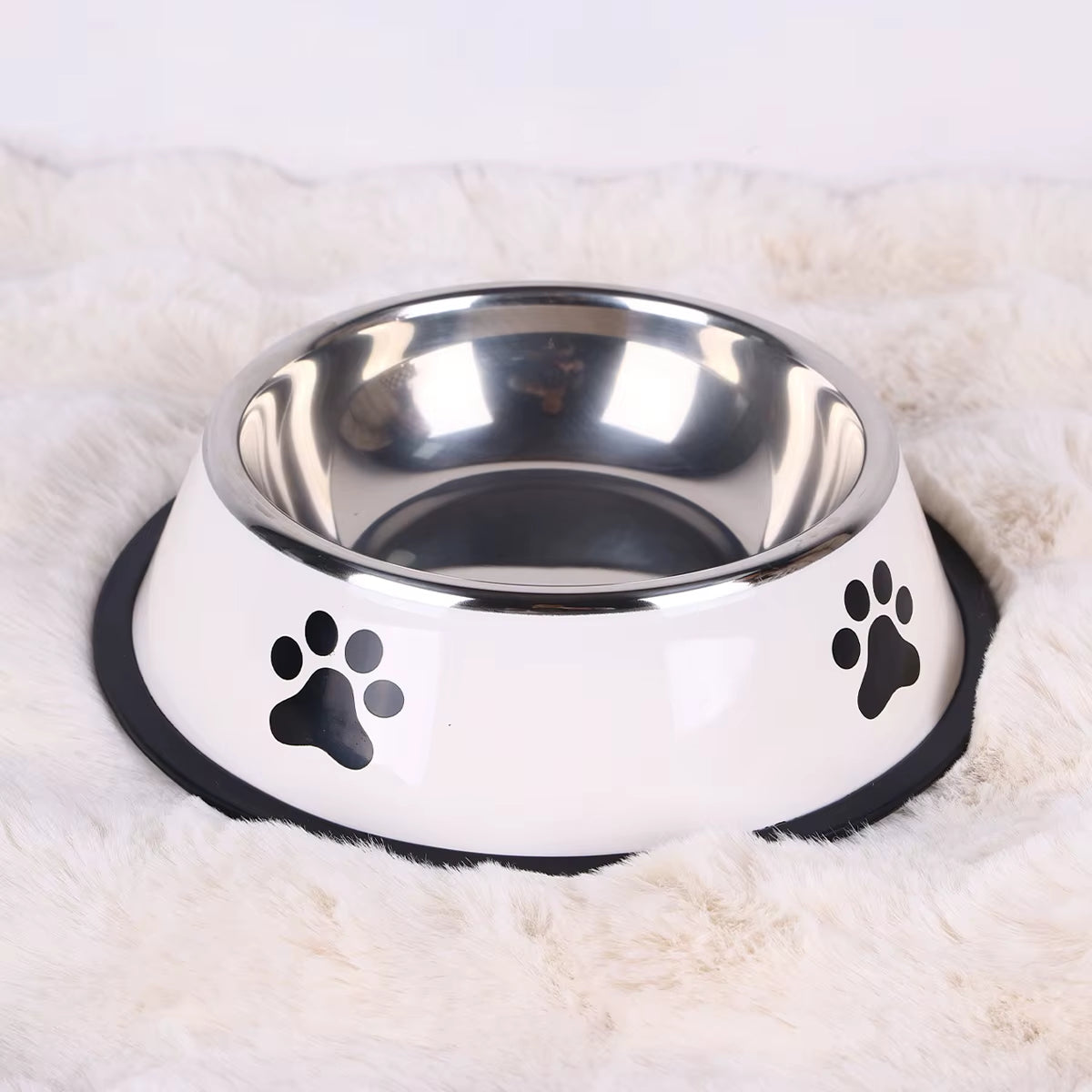 Durable Stainless Steel Pet Bowl for Cats and Dogs - Anti-Fall Feeding Basin with Non-Slip Rubber Base - Multi-Specification Food Grade Bowl