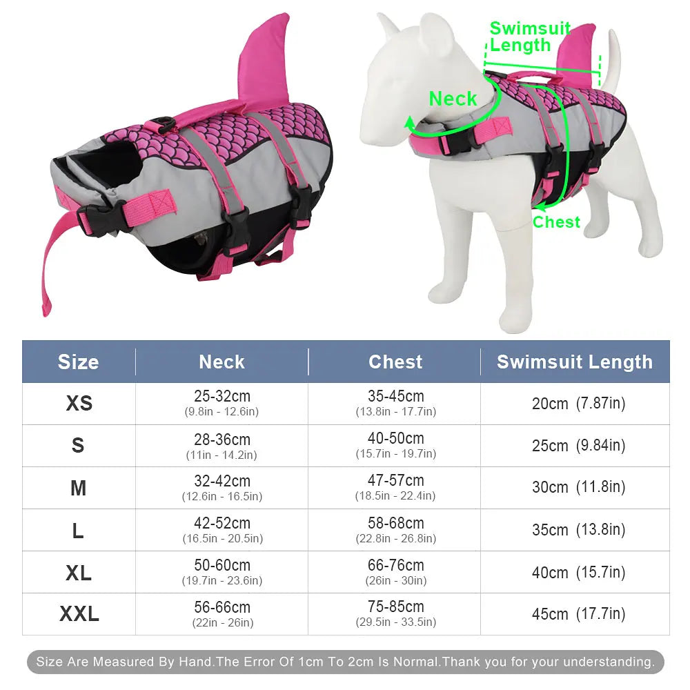 Scales Shark Swim Dog Clothes Pet Life Jacket Vest Harness Pet Swimming Summer Swimwear