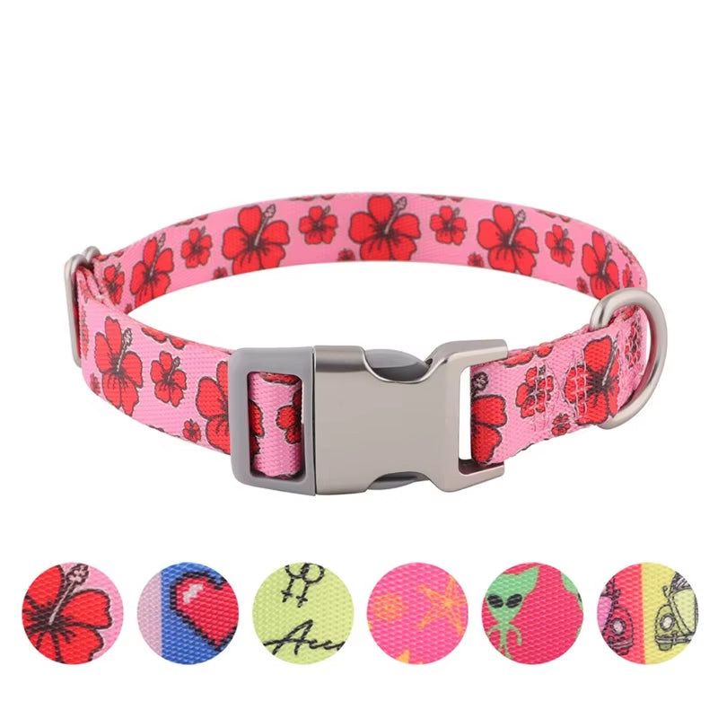Creative Nylon Dog’S Neck Collar Printing Adjustable Unisex Accessories for Kitten Walking Exercise Durable Pet Puppy Necklace