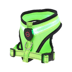 LED Light Dog Harness – USB Rechargeable Reflective Vest, Adjustable Soft Padded Mesh Harness for Small & Medium Dogs