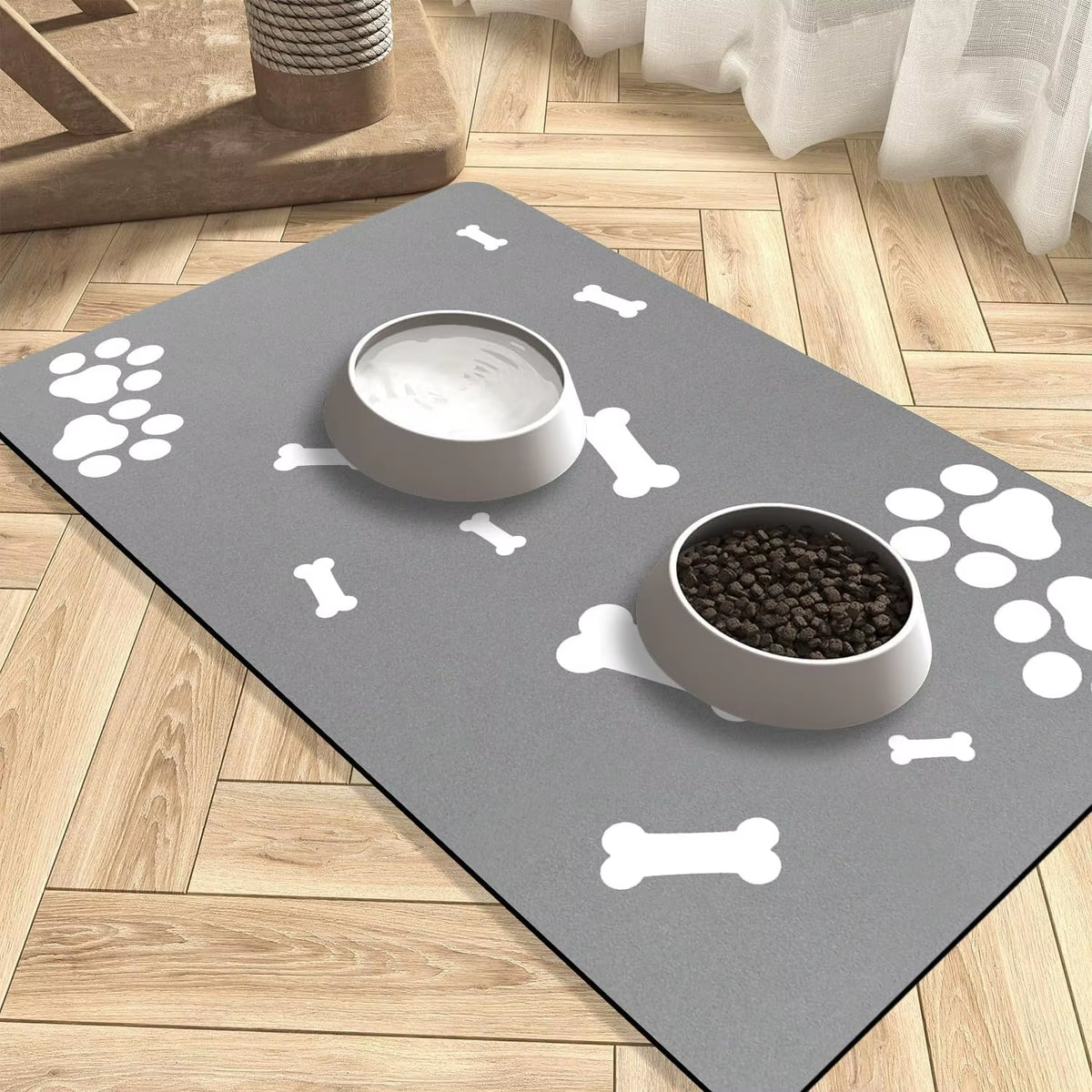 Pet Feeding Mats Super Absorbent Non Slip Dog Cat Food Mat Dirt Resistant Cat Dog Placemat Pet Water Dispenser Mat