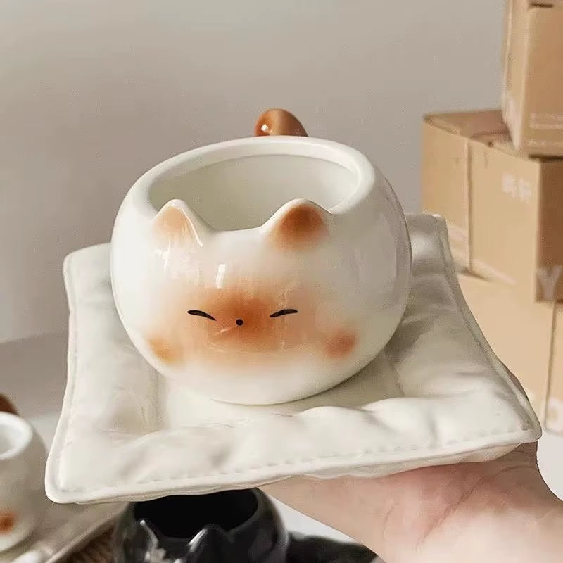 210ml Ceramic Mug Featuring Cartoon Siamese Cat - Underglaze Colored Coffee and Water Cup for Home Use, Ideal for Breakfast and Gifting