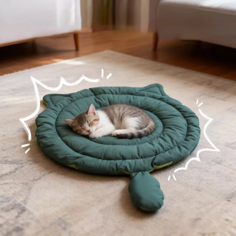 Big Face Cat Style Pet Bed Mat - Breathable All-Season Sleeping Pad for Dogs & Cats - Washable Soft Cushion