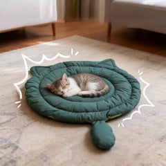 Big Face Cat Style Pet Bed Mat - Breathable All-Season Sleeping Pad for Dogs & Cats - Washable Soft Cushion