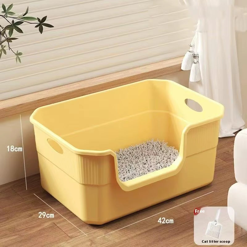 Open-Top Cat Potty Cat Garbage Odor-Resistant Bin Large Capacity Large Size Semi Enclosed Anti-Spla Cat Toilet Pet Supplies