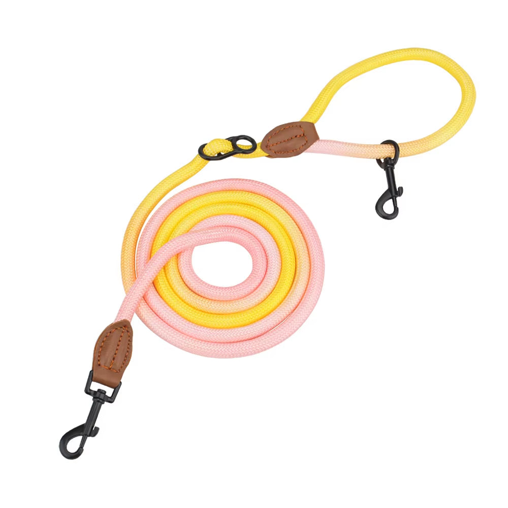 Double Head Crossbody Pet Leash – Adjustable Round Rope Lead for Dogs & Cats (235cm)