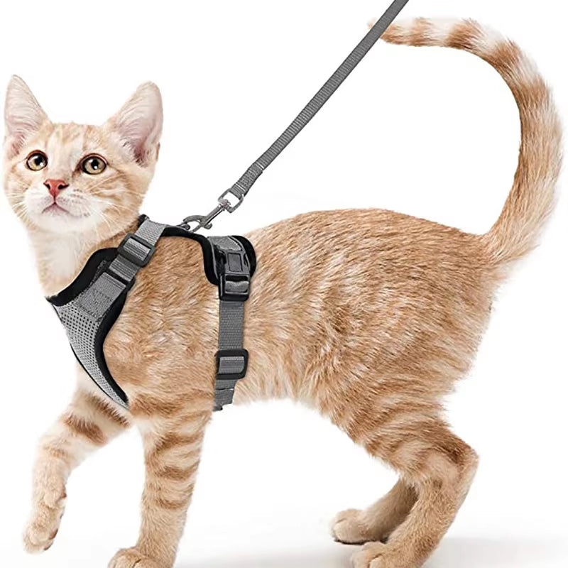 Cat Harness and Leash Set for Walking - Escape-Proof Adjustable Soft Vest Harness for Cats with Easy Control