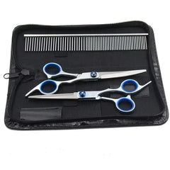 Professional Dog Grooming Scissors Set – 6 Inch Stainless Steel Pet Hair Cutting Kit with Thinning, Straight & Curved Shears + Comb