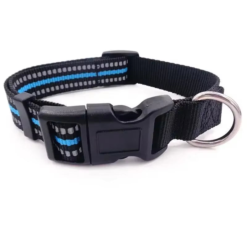 Reflective Dog Collar for Small to Large Dogs - Adjustable Safety Nylon Puppy Collar - High-Visibility Sturdy Neck Collar for Night Walking