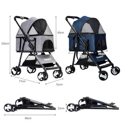 Pawz Pet Stroller Dog Cat Travel Carrier Bicycle Trailer Pram Foldable Pushchair