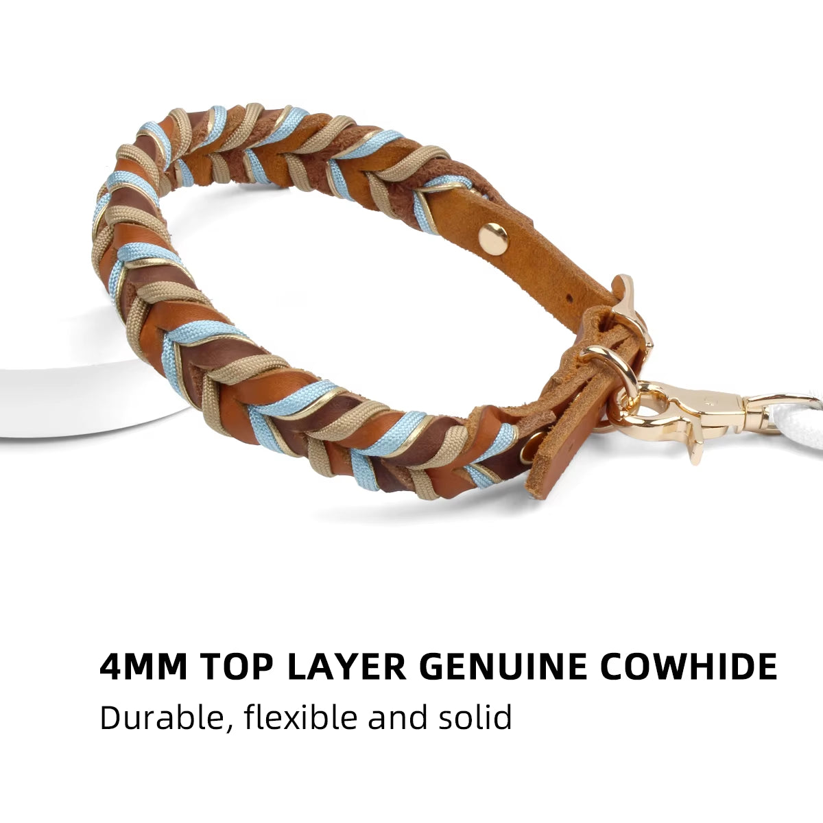 Genuine Leather Collar for Strong and Durable Puppy Medium Large Dogs Fashion Braided Colorful Nylon Rope Dog Collar New Arrival
