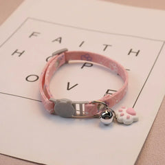 Cute Neck Pet Collar with Bell for Small Dogs Puppy Kitten Stuff Things Accessories Adjustable Footprint Cat Breakaway Collar