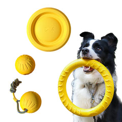 EVA Durable Dog Toys 4 Pack Flying Disc + Ball + Tug Rope for Puppy&Adult Dogs Chew-Proof Teeth Cleaning Set