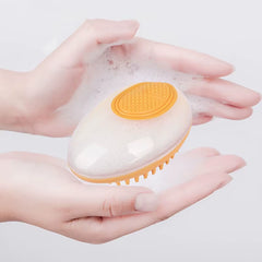 2‑in‑1 Pet Shampoo Bath Brush – Silicone Dog Grooming Scrubber & Cat Massage Comb with Shampoo Dispenser