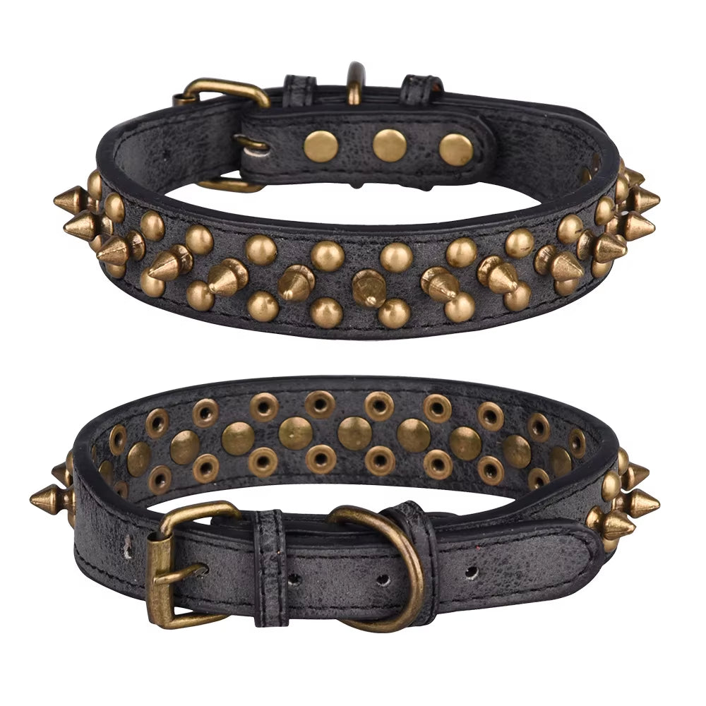 Pet Collar Anti-Bite Rivet Dog Collar Medium and Large Dog French Bulldog Collar