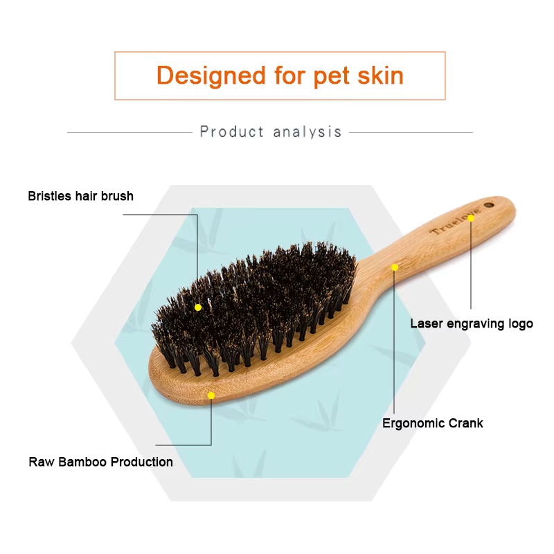 Bristles Hair Brush Pet Comb Natural Original Bamboo for Cat and Dog Massage Grooming Small Medium Large TLK21131