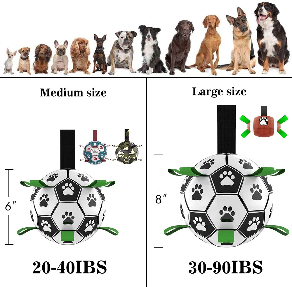 Interactive Dog Soccer Ball with Tug Straps