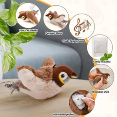 Hot Simulated Bird Cat Toy Interactive Toys Dog Rechargeable Chirping Flapping Bird(No Flying) Touch Activated Plush Pet Toy