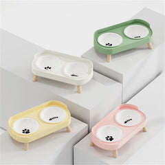 Adjustable Height Double Pet Feeder - Elevated Food & Water Station
