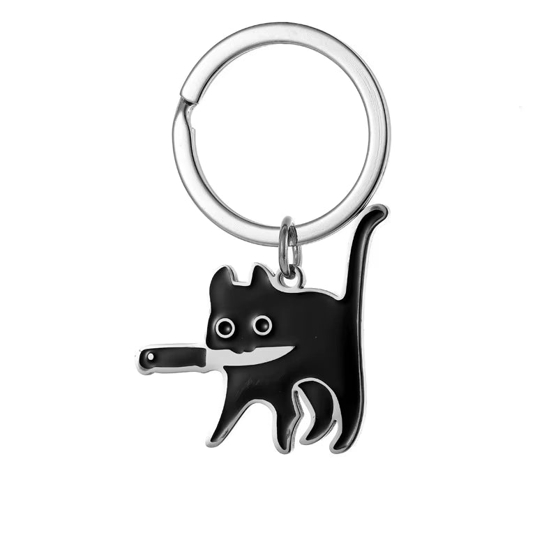 Stainless Steel Black Cat Couples Keychain Puzzle Set - Thoughtful Valentine's Gift for Partners and Friends