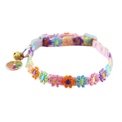 Adjustable Lace Flower Cat Collar – Elegant Kitten & Puppy Collar with Bell and Gold-Tone Alloy Pendant