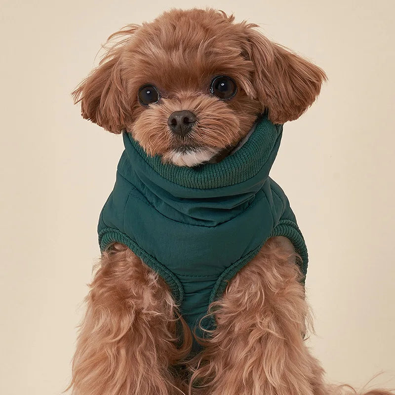 Winter Padded Waterproof Pet Jacket with Integrated Harness and Zipper - Orange And Green