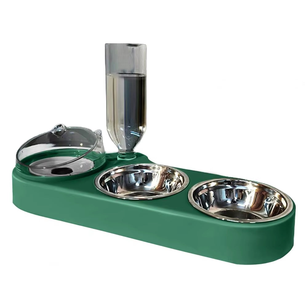 High-Capacity Pet Feeder Bowl Set with Beveled Mouth Automatic Drinking Water Splash-Proof