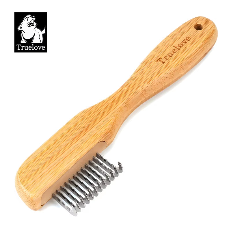 Eco-Friendly Pet Shaving Comb Hair Removal Dog Grooming Brushes Gentle Bamboo Handle Cleaning Stainless Steel TLK25132