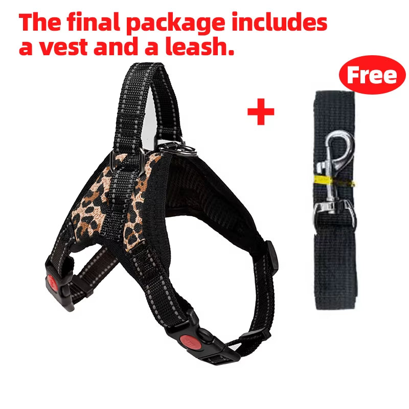 Adjustable Dog Cat Harness with Leash Outdoor Small Medium Large Pet Chest Strap Dog Walking Training No Pull Saddle Vest Collar