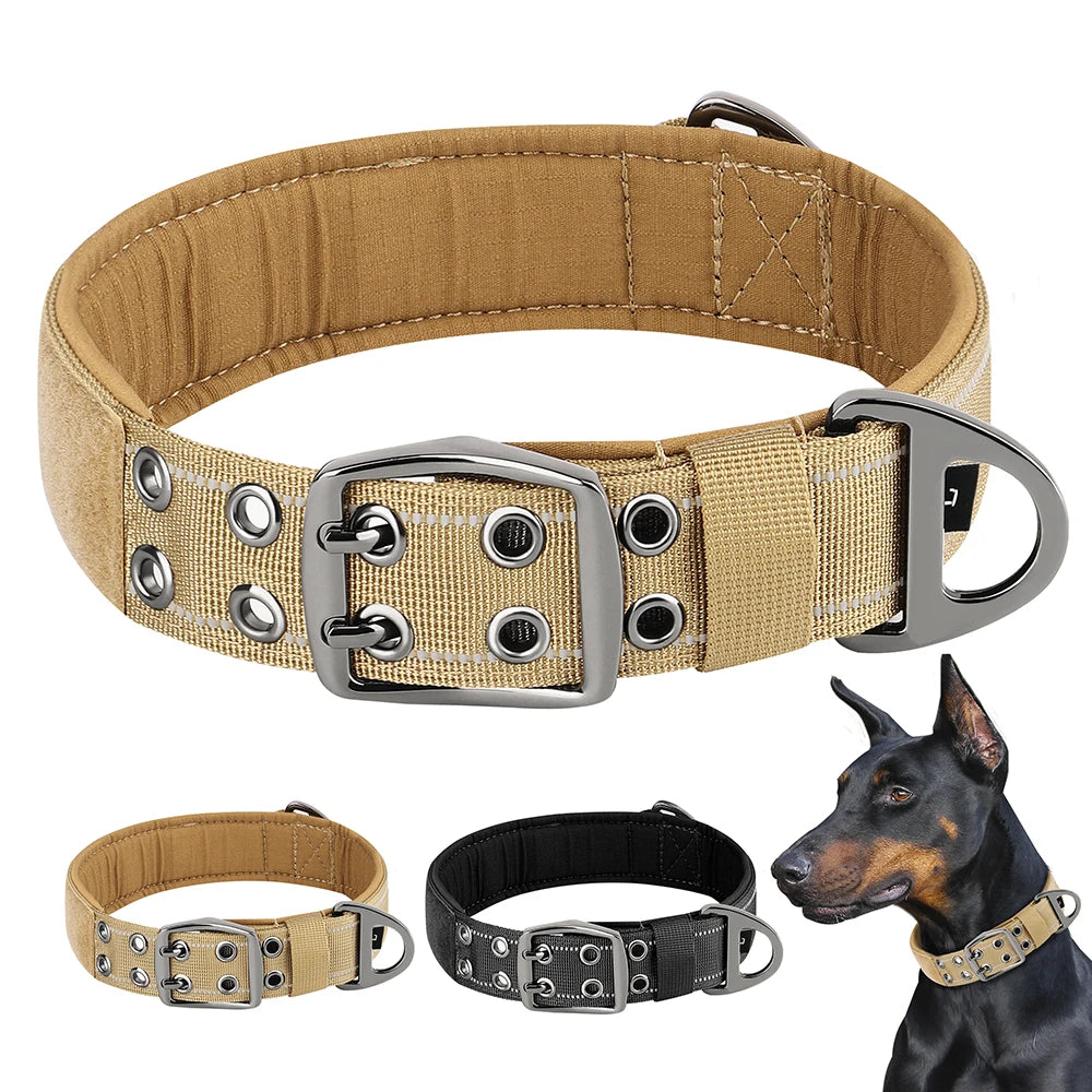 Tactical Military Dog Collar Adjustable Nylon Dog Collar Durable for Medium Large Dogs German Shepherd Training Hunting