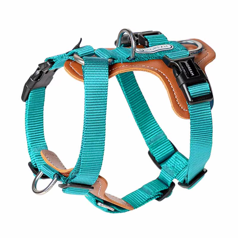 No Pull Dog Harness Adjustable Leather Pet Vest for Easy Walking with 2 Leash Clips Small Medium Large Dogs
