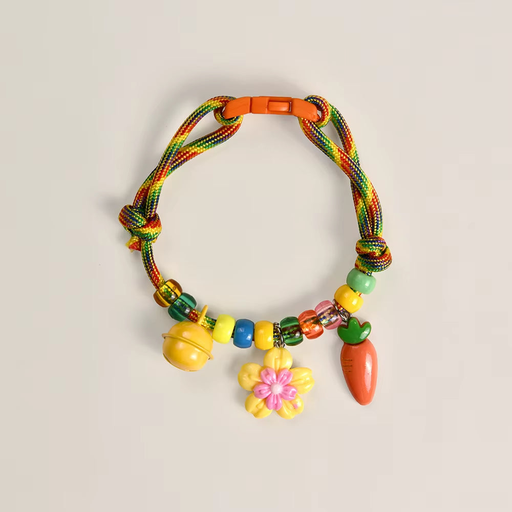 Pet Beaded Necklace Accessories, Skin-Friendly Rope Neck Collar, Dog and Cat Bell Collar to Prevent Getting Lost