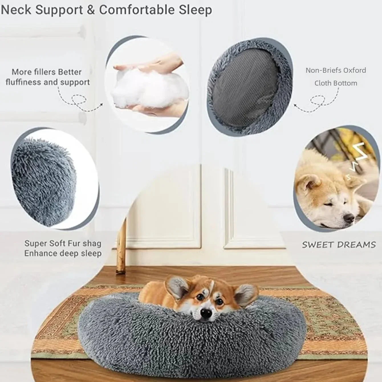 Cats Plush Bed Round - For Soft And Warm Sleep