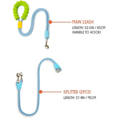 2-in-1 Multifunction Hands-Free Double Dog Leash - Adjustable Dual Splitter, 360° No-Tangle Swivel, and Padded Handle for Small to Medium Dogs Under 40lbs