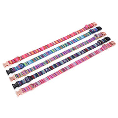 Adjustable Dog Collar Bohemian Stripe Plaid Pet Collar Ethnic Pet Collars with Metal Buckle for Medium to Large Dog Accessories