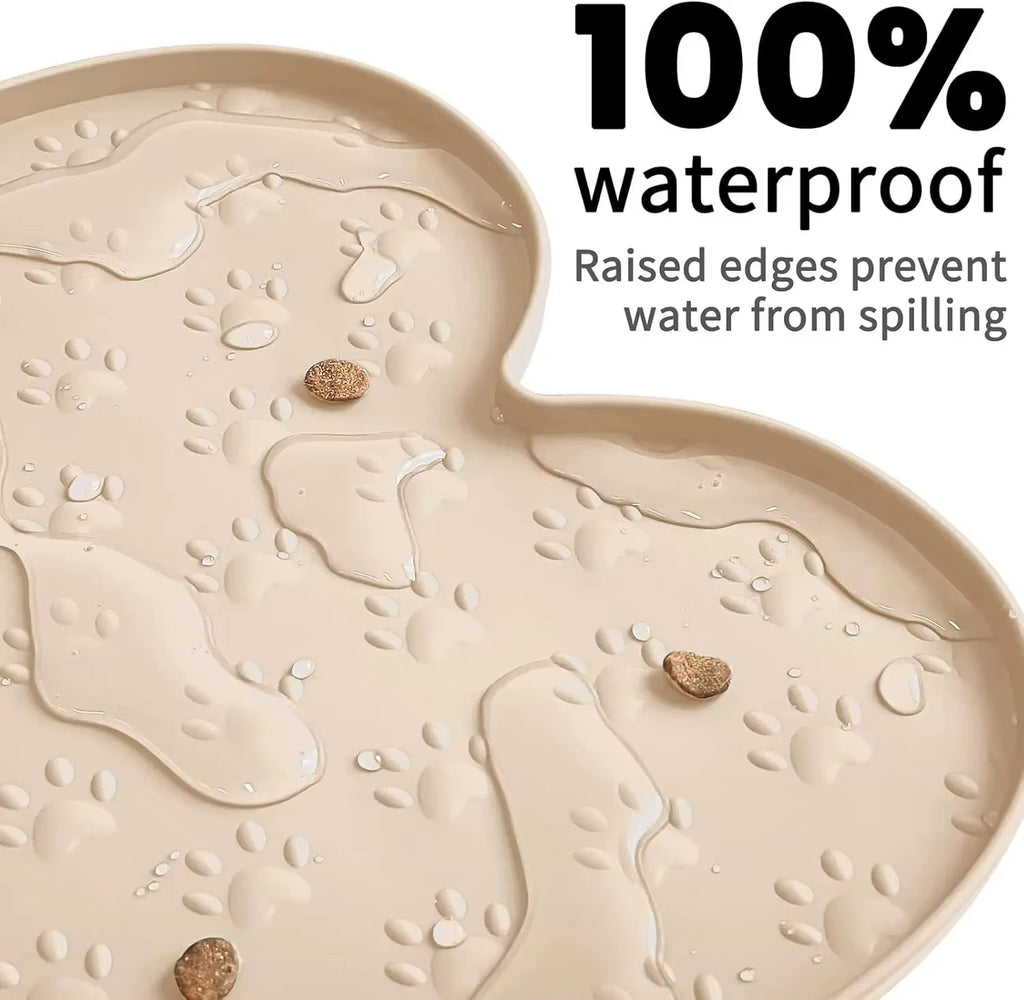Waterproof Feeder Pad with Raised Edges Dog Bowl Mat Thicker Anti-Slip