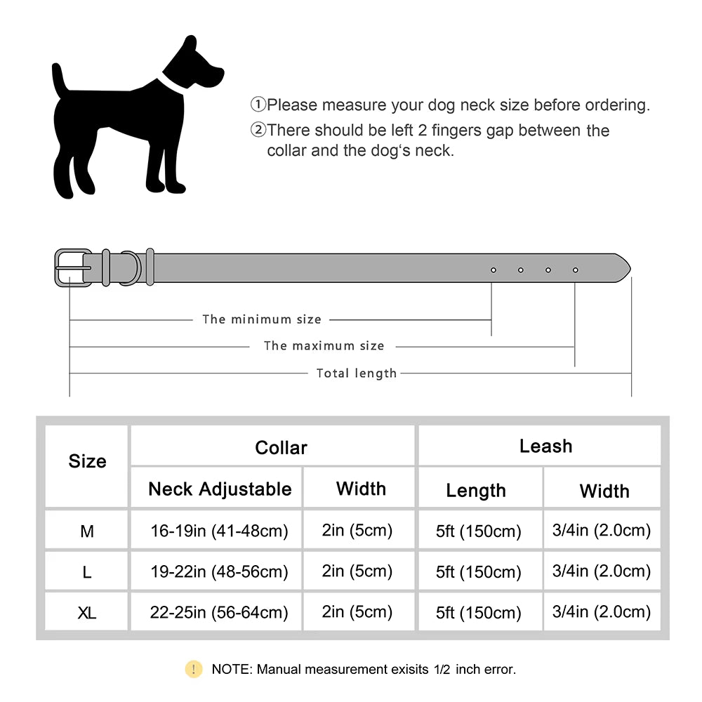 Genuine Leather Wide Dog Collar Leash Set Durable Padded Dog Collars Luxury Metal Rivet Pet Necklace with Rope for Dogs Pitbull