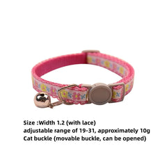 Fashion Floral Embroidered Cat Collars Adjustable Durable Pet Collars Cute Lace Collar with Bell Cat Supplies