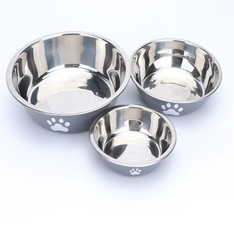Large Capacity Stainless Steel Dog Bowl Anti-Slip Anti-Rust Dog Water Bowl Pet Feeder Double-Layer Cat Bowl Suitable for Puppies
