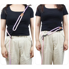 Double Head Crossbody Pet Leash – Adjustable Round Rope Lead for Dogs & Cats (235cm)