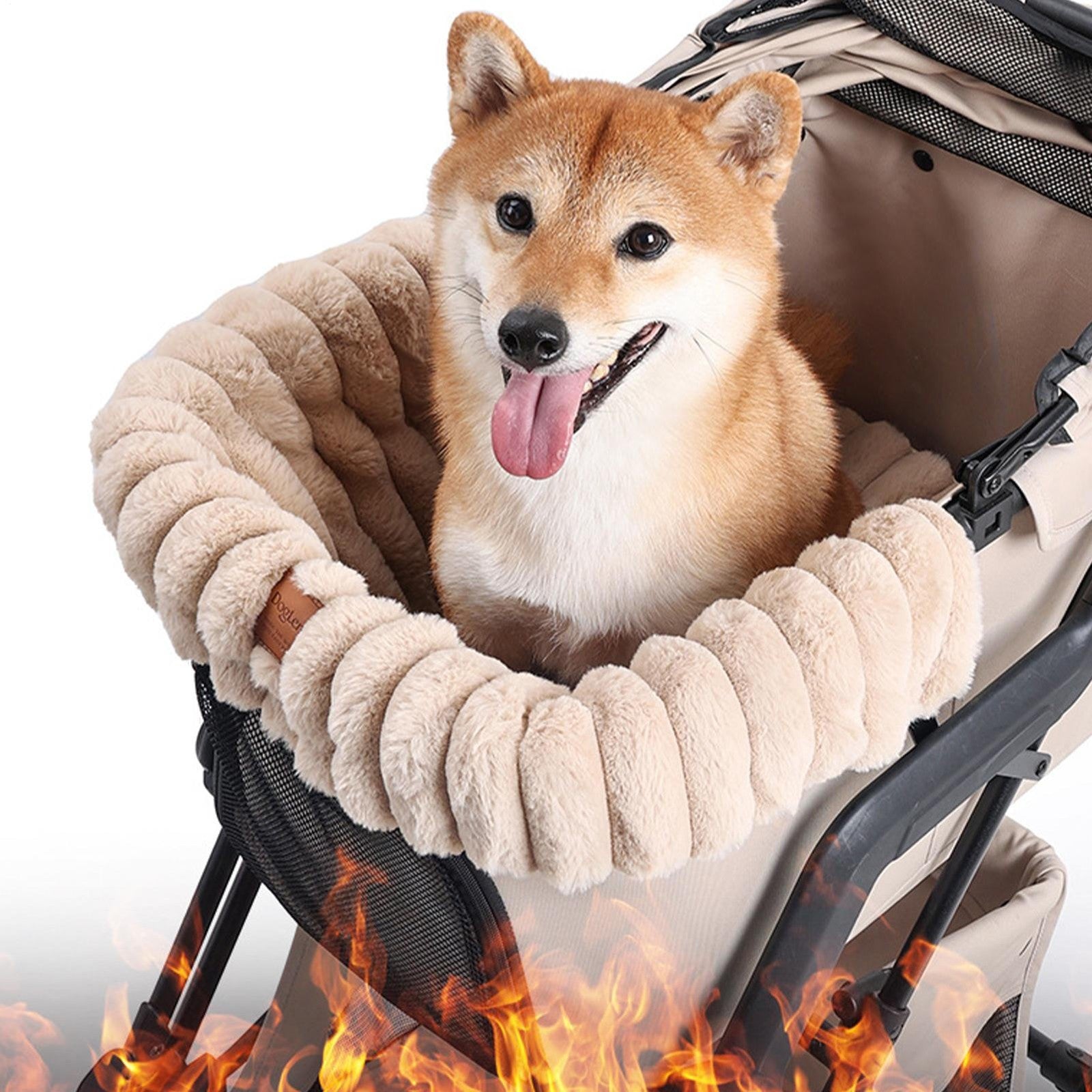 1X Plush Dog Stroller Mat Winter Warm Reusable Pet Stroller Pad/Liner