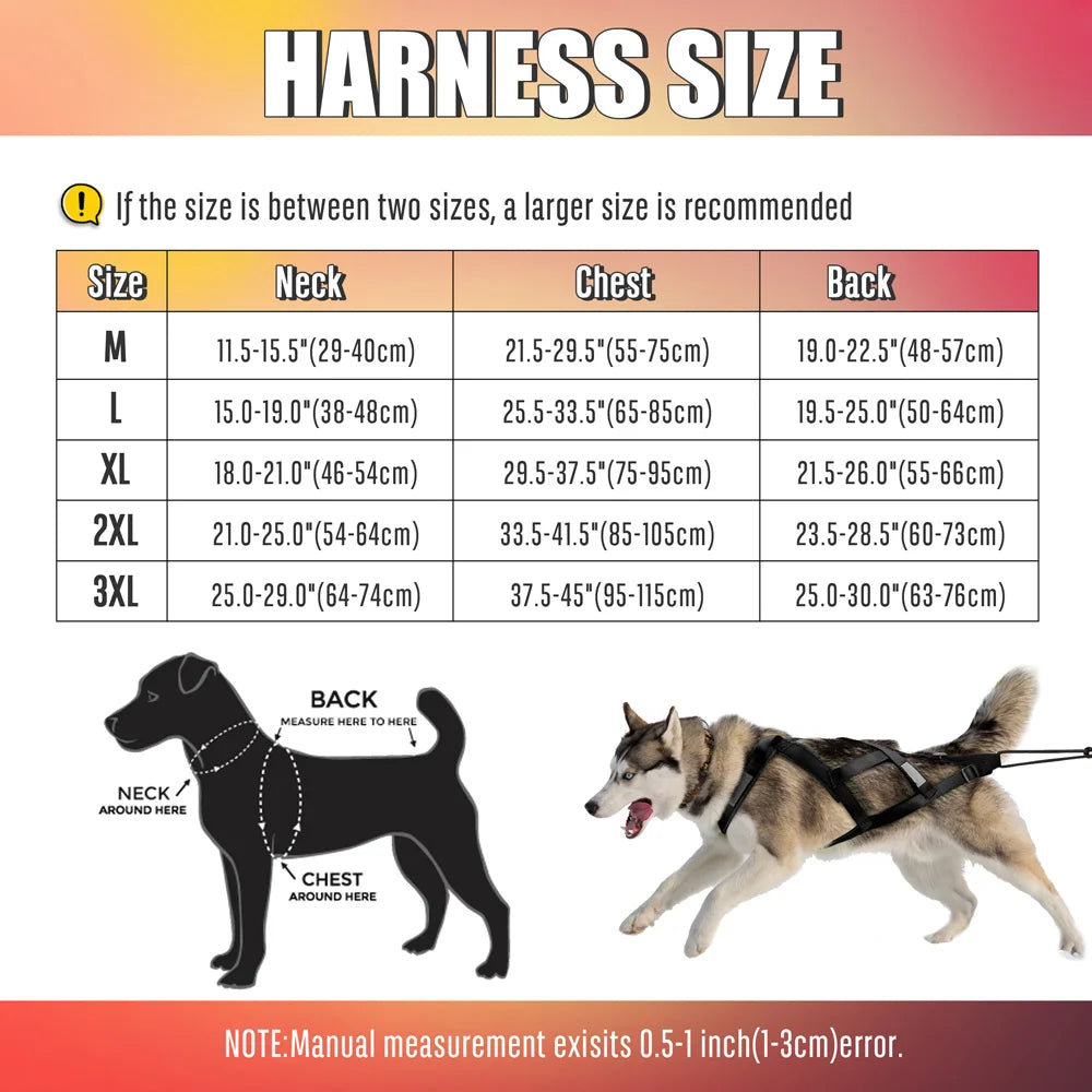 Professional Dog Sledding & Weight Pulling Harness - Reflective Waterproof Skijoring Vest - Heavy-Duty Padded Training Harness for Large Dogs