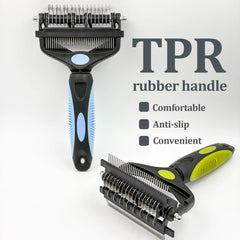 3-in-1 Pet Grooming Hair Brush Dog Deshedding Tool & Double Sided Dematting Comb with Stainless Steel Teeth Fur Knot Cutter