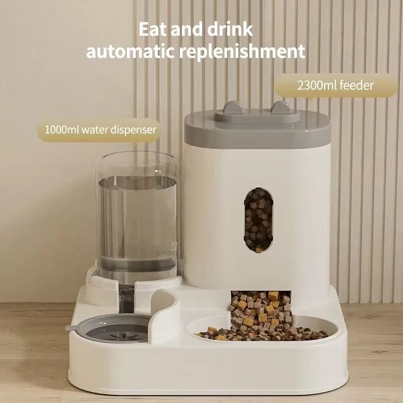 Automatic 2-in-1 Pet Feeder and Water Dispenser for Dogs and Cats - Large Capacity Food Bowl and Accessory for Puppies and Kittens