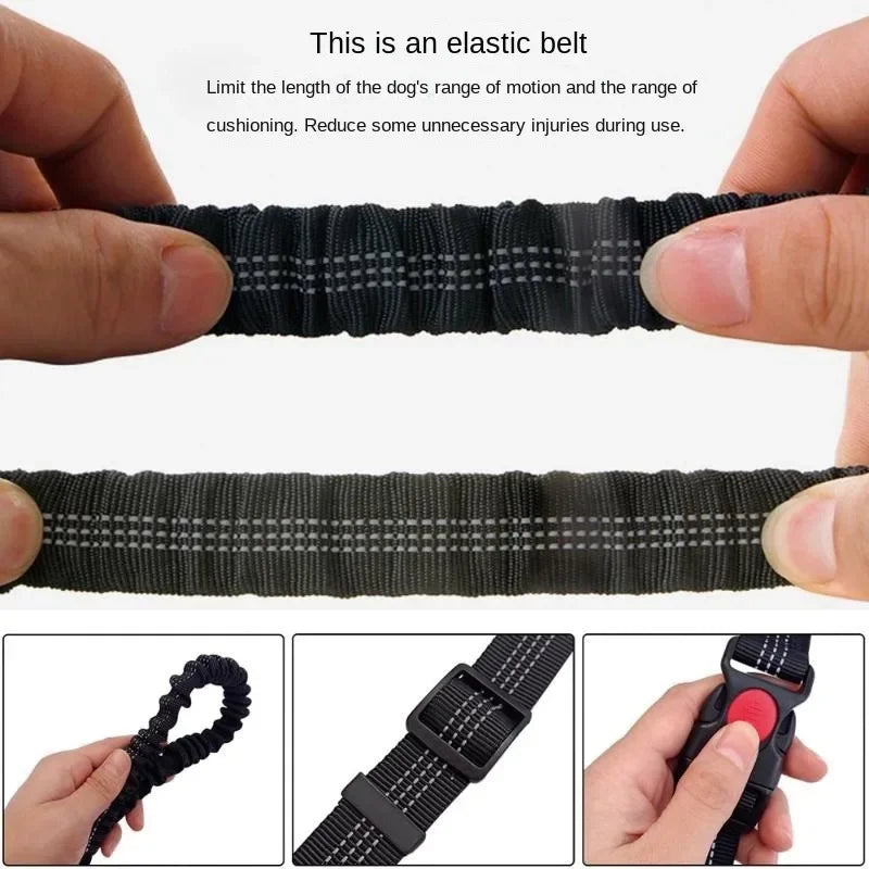 Hands-Free Dog Leash with Adjustable Waist Belt and Shock-Absorbing Bungee - Reflective Running, Jogging, and Walking Traction Rope for Small, Medium, and Large Dogs