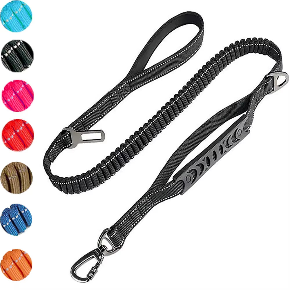 Fashion&Cool Heavy Duty Dog Leash Especially Large Dogs，Reflective Dog Walking Training Shock Absorbing Bungee Car Seat Belt