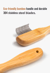 Eco-Friendly Pet Shaving Comb Hair Removal Dog Grooming Brushes Gentle Bamboo Handle Cleaning Stainless Steel TLK25132