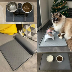 Absorbent Diatom Mud Dog Feeding Mat - Quick-Dry Waterproof Puppy Food Placemat with Non-Slip Rubber Backing for Water Bowls