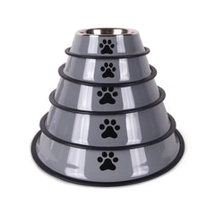 Durable Stainless Steel Pet Bowl for Cats and Dogs - Anti-Fall Feeding Basin with Non-Slip Rubber Base - Multi-Specification Food Grade Bowl